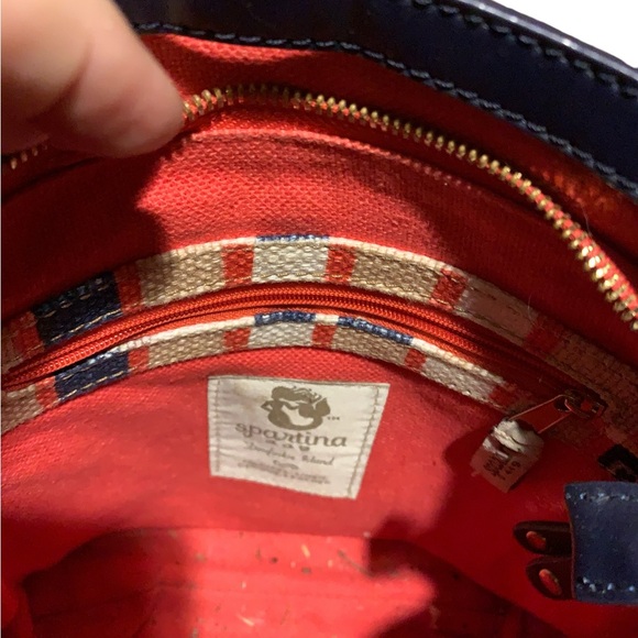 Spartina Daufuskie Island Purse, leather & canvas, 14x8, shoulder strap - Picture 7 of 10